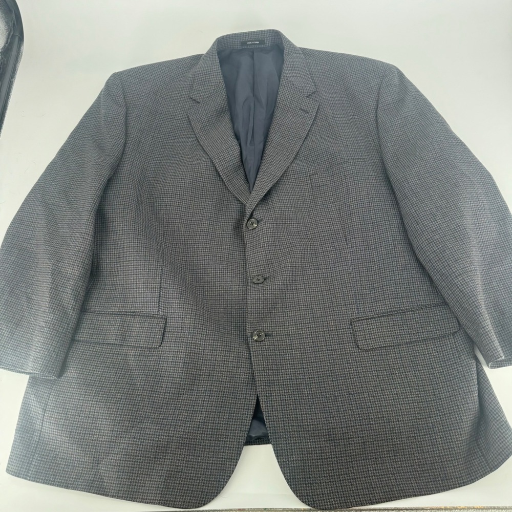 Ralph Lauren Mens 54R Wool Blazer Grey Houndstooth 3 Button Sport Coat Jacket